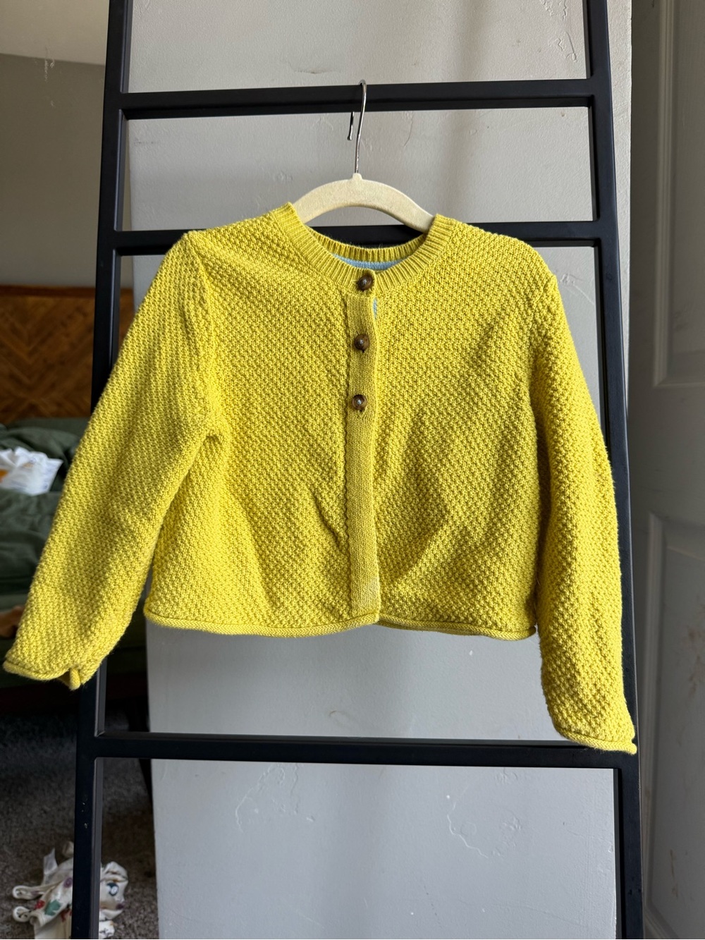 Mini Boden Textured Knit Cardigan Chartreuse Yellow 3-4Y
